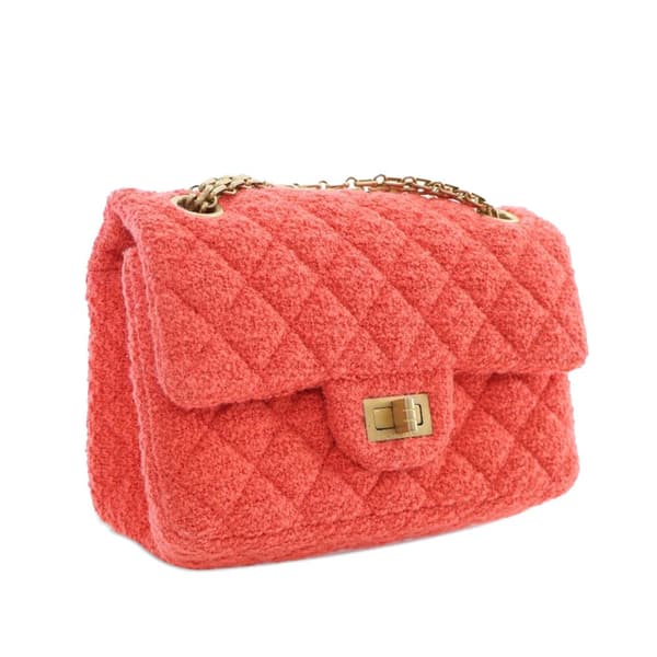 Pre-owned Chanel Mini Reissue 2.55 Tweed Single Flap 224 Red