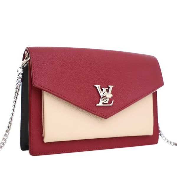 Pre-owned Louis Vuitton Bicolor Leather MyLockMe Chain Pochette Red