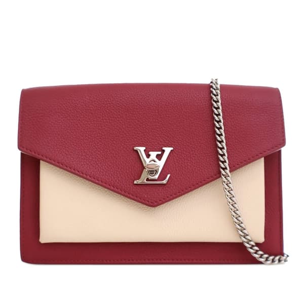 Pre-owned Louis Vuitton Bicolor Leather MyLockMe Chain Pochette Red