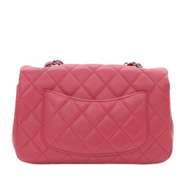 Pre-owned Chanel Mini Rectangular Classic Lambskin Single Flap Pink