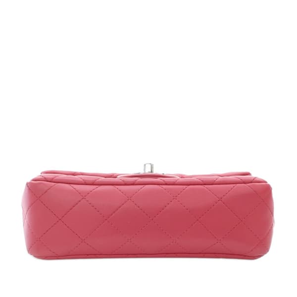Pre-owned Chanel Mini Rectangular Classic Lambskin Single Flap Pink