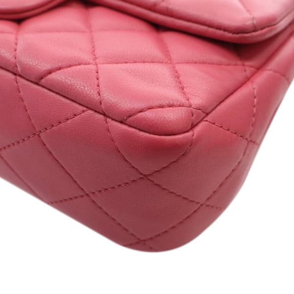 Pre-owned Chanel Mini Rectangular Classic Lambskin Single Flap Pink