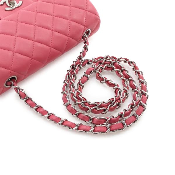 Pre-owned Chanel Mini Rectangular Classic Lambskin Single Flap Pink