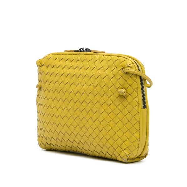 Pre-owned Bottega Veneta Medium Nappa Intrecciato Nodini Crossbody Yellow