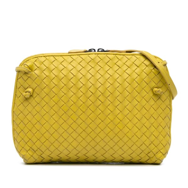 Pre-owned Bottega Veneta Medium Nappa Intrecciato Nodini Crossbody Yellow
