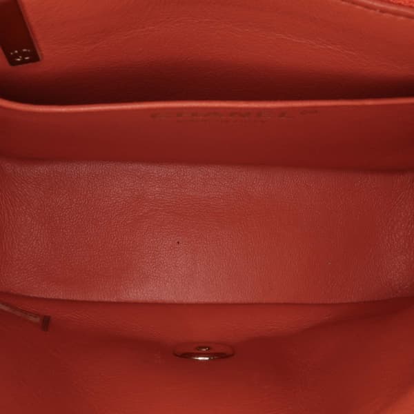 Pre-owned Chanel Mini Square Classic Lambskin Single Flap Orange