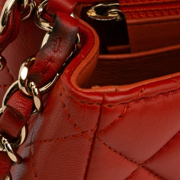 Pre-owned Chanel Mini Square Classic Lambskin Single Flap Orange