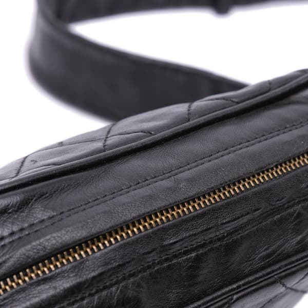 Pre-owned Chanel Mini Quilted Lambskin Camera Crossbody Black