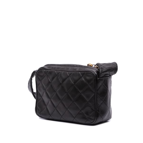 Pre-owned Chanel Mini Quilted Lambskin Camera Crossbody Black