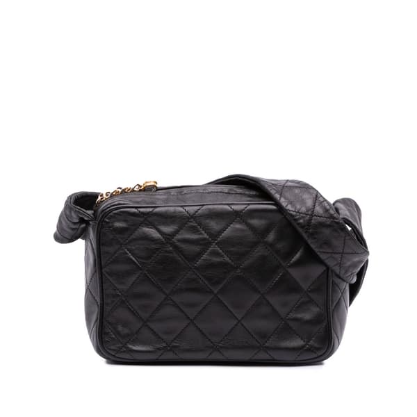 Pre-owned Chanel Mini Quilted Lambskin Camera Crossbody Black