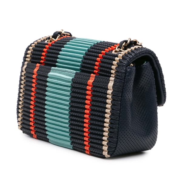 Pre-owned Chanel New Mini Coco Pleats Perforated Calfskin Single Flap Blue