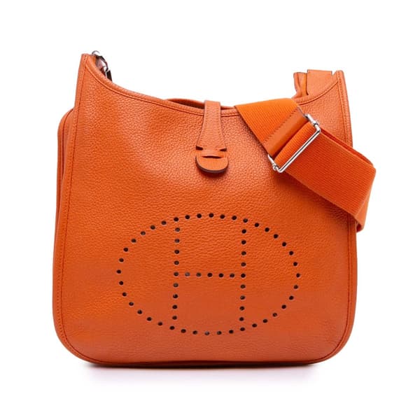 Pre-owned Hermès Clemence Evelyne III PM Orange
