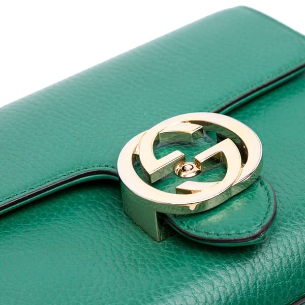 Pre-owned Gucci Small Dollar Calfskin Interlocking G Crossbody Green