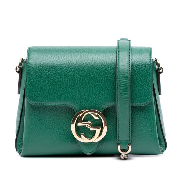 Pre-owned Gucci Small Dollar Calfskin Interlocking G Crossbody Green