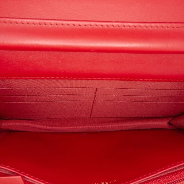 Pre-owned Chanel CC Mixed Quilt Caviar Wallet On Chain Red