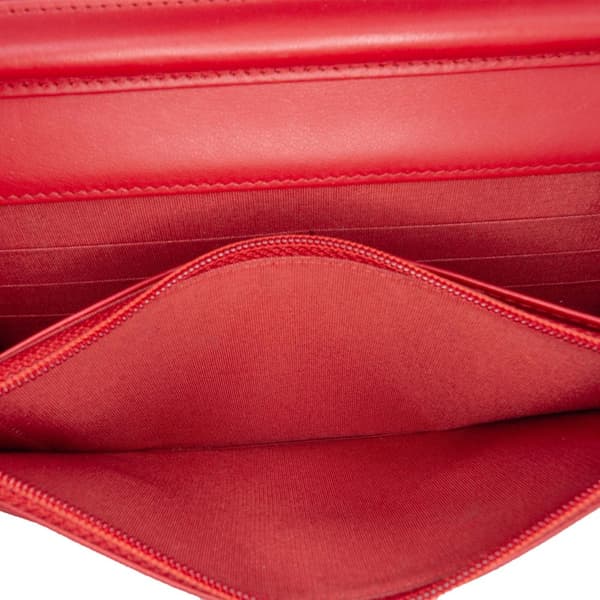 Pre-owned Chanel CC Mixed Quilt Caviar Wallet On Chain Red