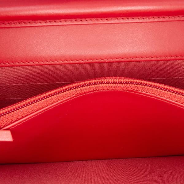 Pre-owned Chanel CC Mixed Quilt Caviar Wallet On Chain Red