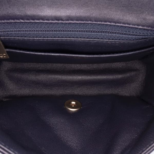 Pre-owned Chanel Mini Square Classic Lambskin Single Flap Blue