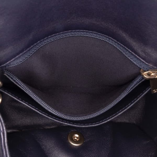 Pre-owned Chanel Mini Square Classic Lambskin Single Flap Blue