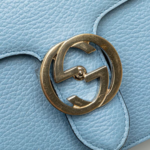 Pre-owned Gucci Small Dollar Calfskin Interlocking G Crossbody Blue