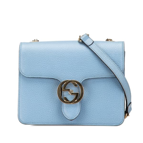 Pre-owned Gucci Small Dollar Calfskin Interlocking G Crossbody Blue
