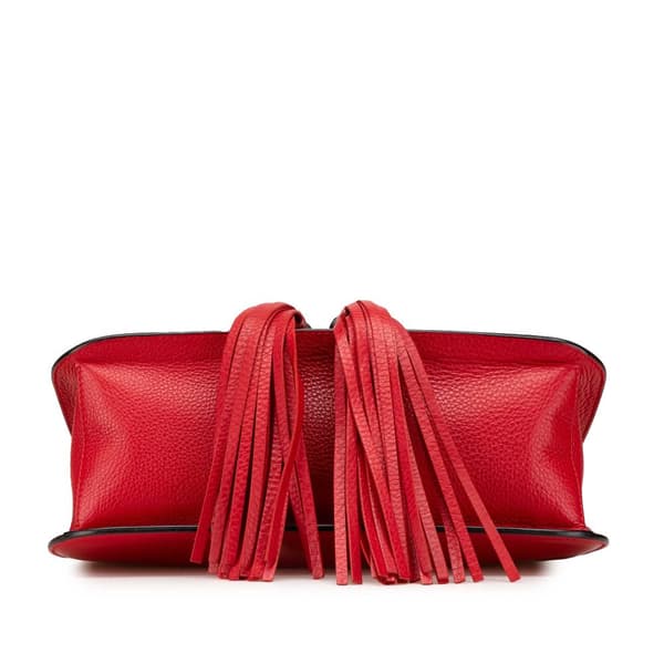 Pre-owned Gucci Medium Leather Bamboo Daily Crossbody Red