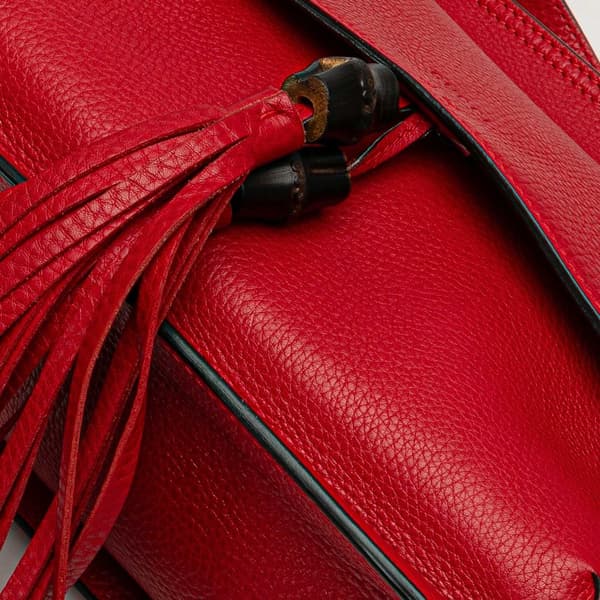 Pre-owned Gucci Medium Leather Bamboo Daily Crossbody Red