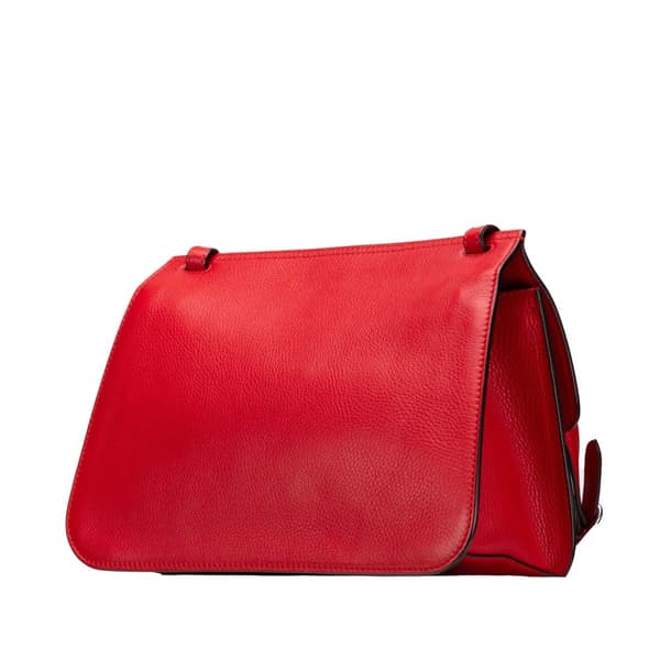 Pre-owned Gucci Medium Leather Bamboo Daily Crossbody Red
