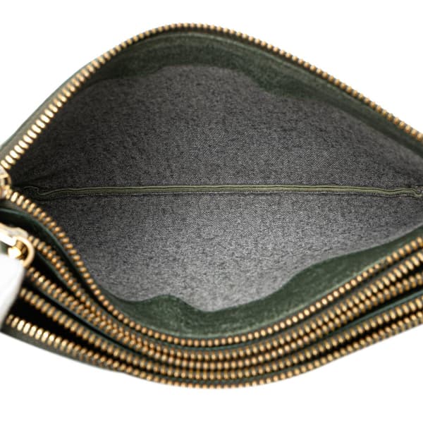Pre-owned Celine Small Lambskin Trio Crossbody Green