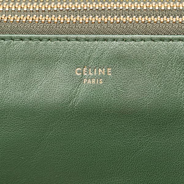 Pre-owned Celine Small Lambskin Trio Crossbody Green