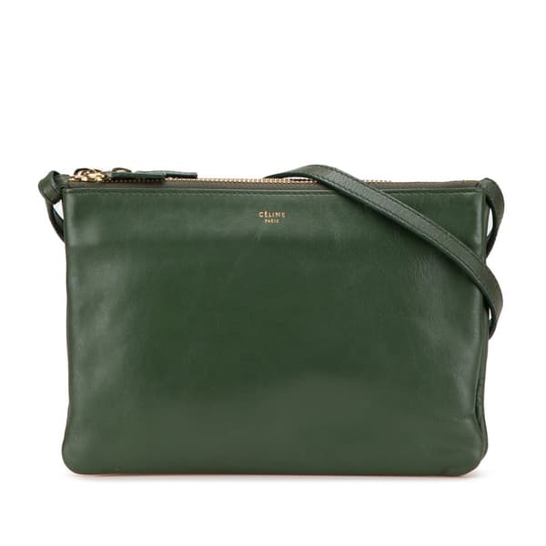 Pre-owned Celine Small Lambskin Trio Crossbody Green