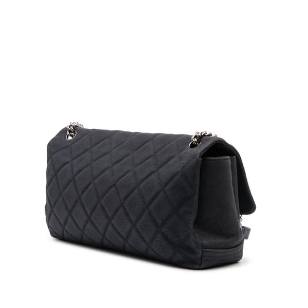Pre-owned Chanel Quilted Iridescent Caviar Lady Pearly Flap Black