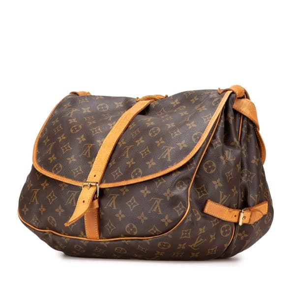 Pre-owned Louis Vuitton Monogram Saumur 35 Brown
