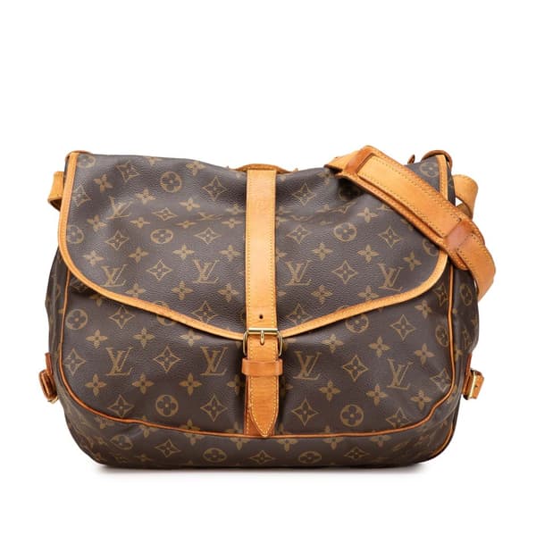 Pre-owned Louis Vuitton Monogram Saumur 35 Brown