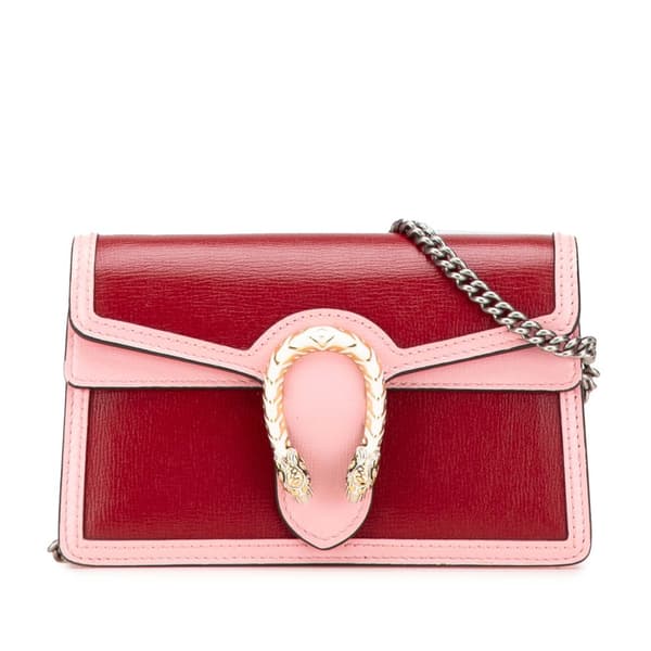 Pre-owned Gucci Super Mini Bicolor Leather Dionysus Crossbody Red