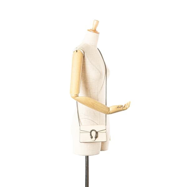 Pre-owned Gucci Super Mini Dionysus Leather Crossbody White