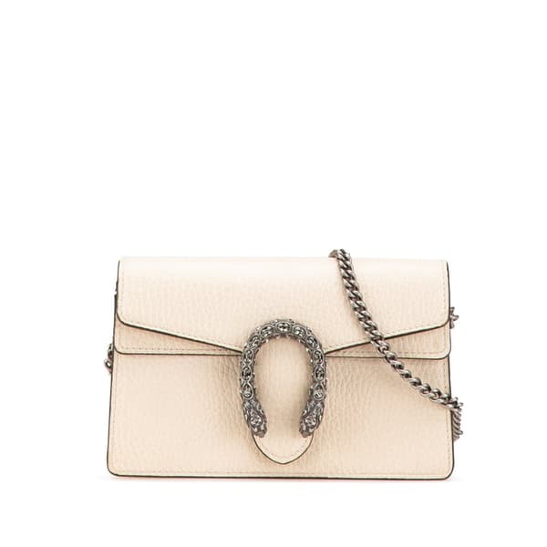 Pre-owned Gucci Super Mini Dionysus Leather Crossbody White