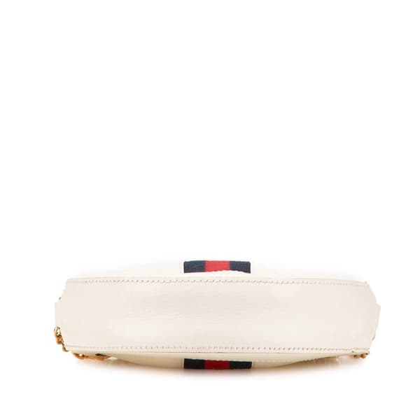 Pre-owned Gucci Mini Leather Ophidia Round Crossbody White