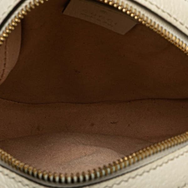 Pre-owned Gucci Mini Leather Ophidia Round Crossbody White