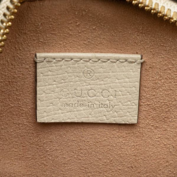 Pre-owned Gucci Mini Leather Ophidia Round Crossbody White