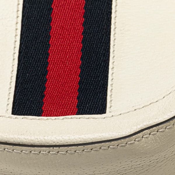 Pre-owned Gucci Mini Leather Ophidia Round Crossbody White
