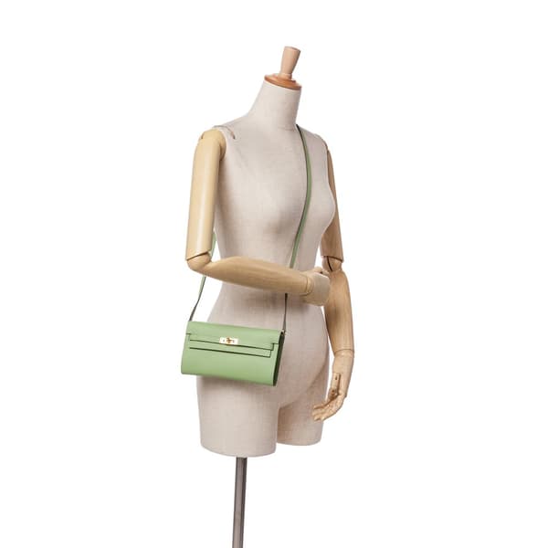 Pre-owned Hermès Epsom Kelly To Go Wallet Green
