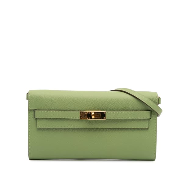 Pre-owned Hermès Epsom Kelly To Go Wallet Green