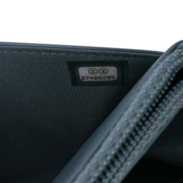 Pre-owned Chanel Quilted Lambskin Double Stitch Wallet On Chain Blue