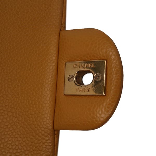Pre-owned Chanel Mini Rectangular Classic Caviar Single Flap Yellow