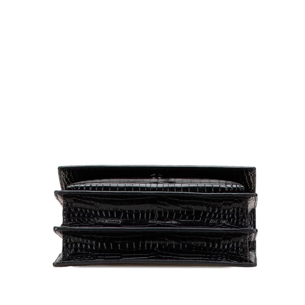 Pre-owned Saint Laurent Medium Croc Embossed Leather Sunset Crossbody Black