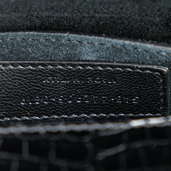 Pre-owned Saint Laurent Medium Croc Embossed Leather Sunset Crossbody Black