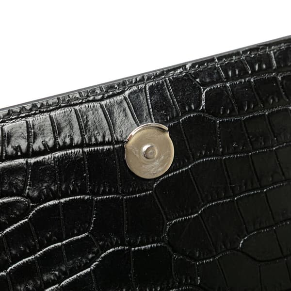 Pre-owned Saint Laurent Medium Croc Embossed Leather Sunset Crossbody Black