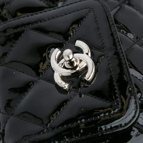 Pre-owned Chanel Small Quilted Patent Coco Shine Accordion Flap Black