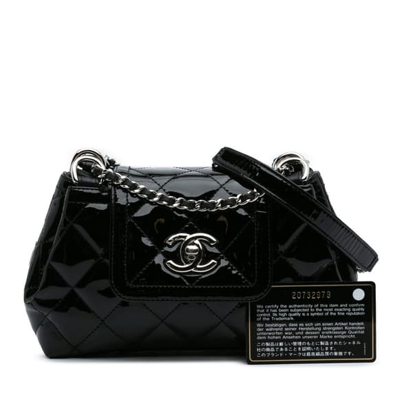 Pre-owned Chanel Small Quilted Patent Coco Shine Accordion Flap Black